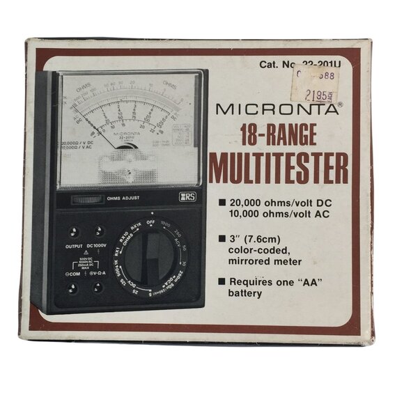 Vtg Radioshack Micronta 18-Range Multitester #22-201U Multi Meter with Manual - Picture 5 of 10